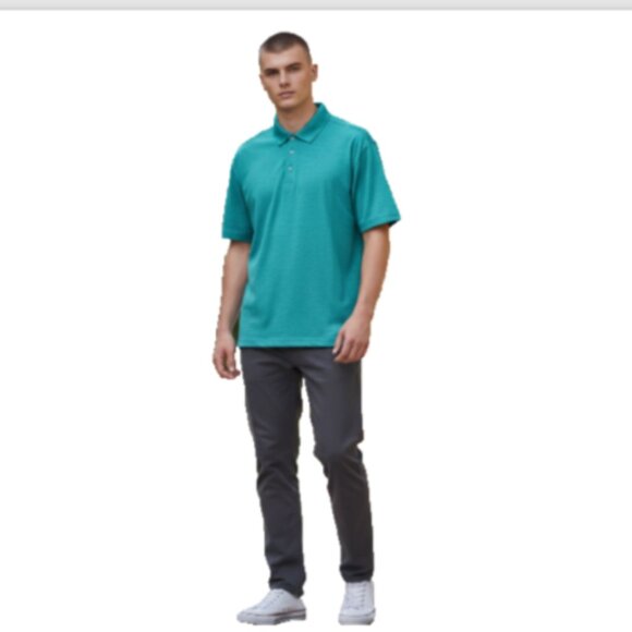 Member’s Mark Men’s Polo Shirt Sz XL NWT Heather Turquoise 4-Way Stretch UPF - Picture 1 of 14
